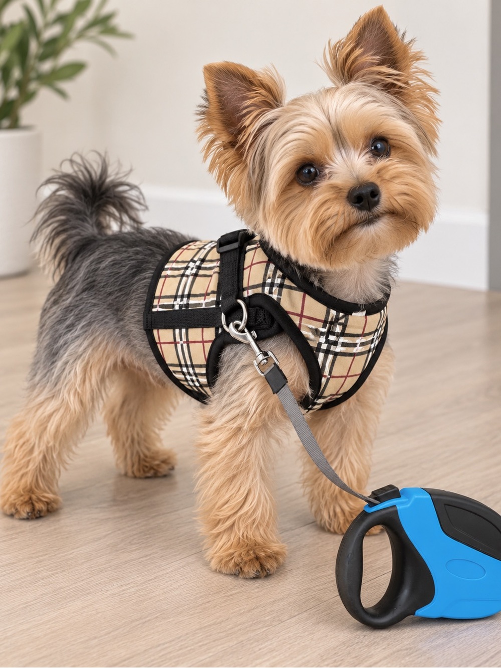 RC Pets Plaid Dog Harness + 5m Retractable Leash Bundle